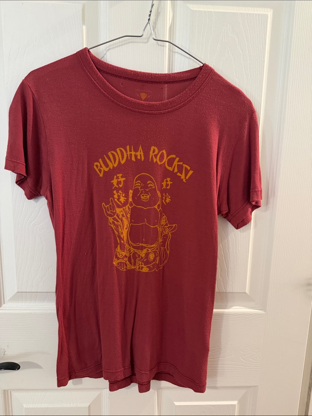 Y2K Vintage Buddha Rocks! Graphic Tee - Red